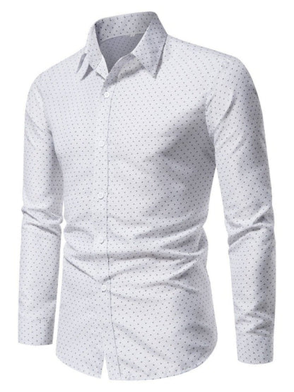 Men's Slim Fit Dotted Pattern Long Sleeve Shirt | The Nichole Collection