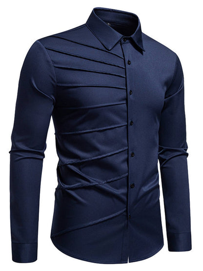 Men's Slim Fit Ruched Long Sleeve Shirt | The Nichole Collection
