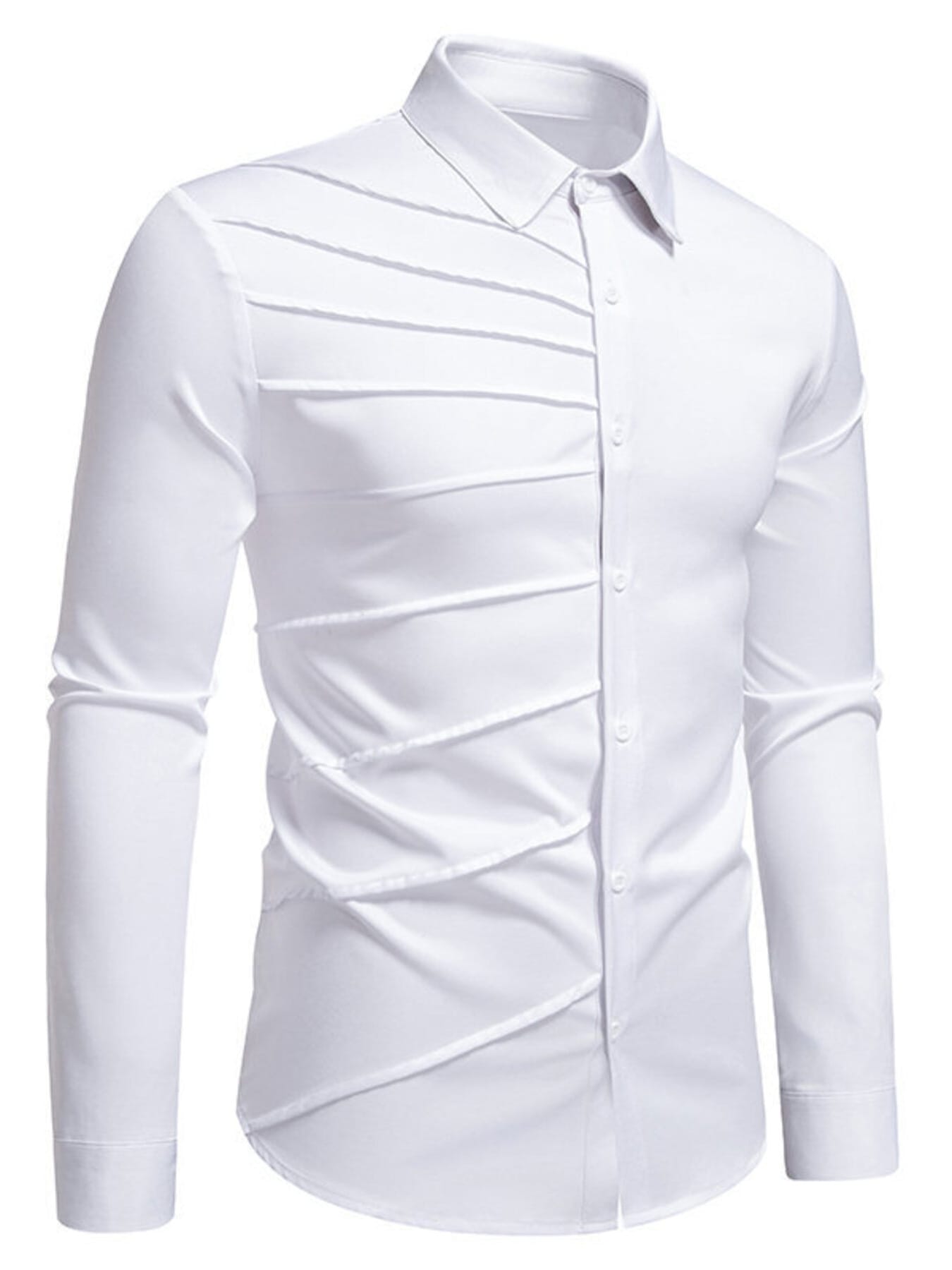 Men's Slim Fit Ruched Long Sleeve Shirt | The Nichole Collection