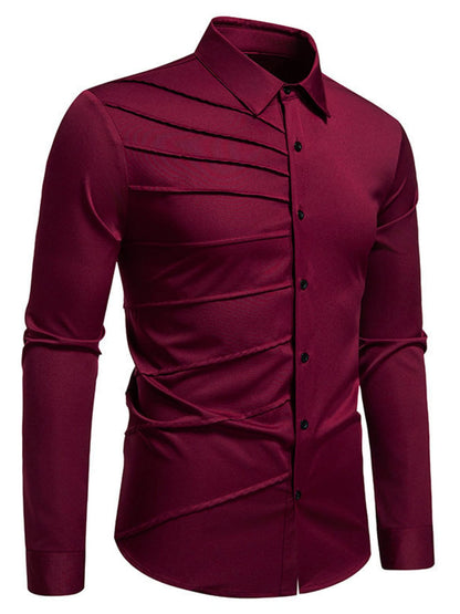 Men's Slim Fit Ruched Long Sleeve Shirt | The Nichole Collection