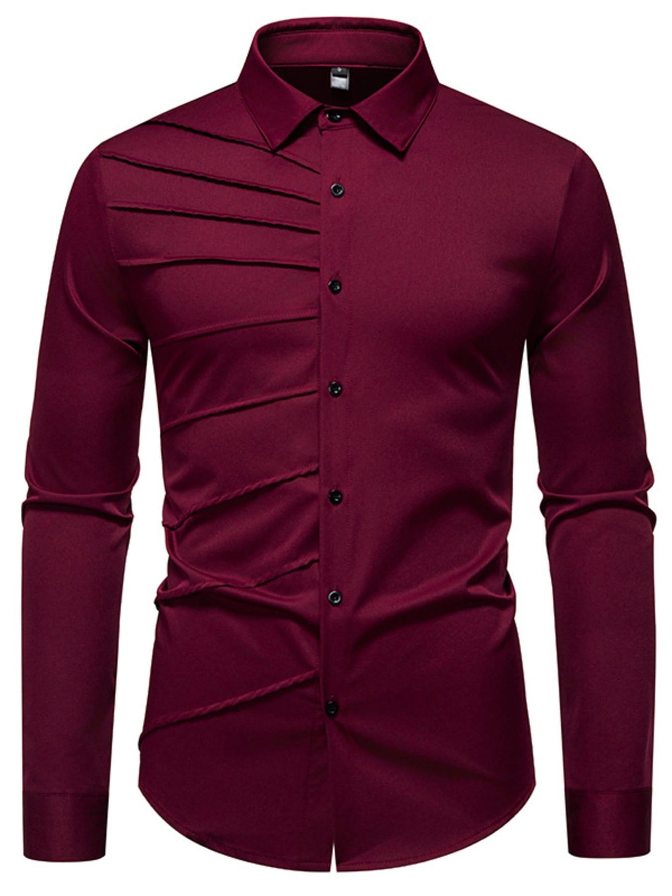 Men's Slim Fit Ruched Long Sleeve Shirt | The Nichole Collection