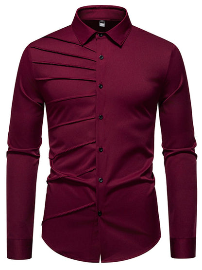 Men's Slim Fit Ruched Long Sleeve Shirt | The Nichole Collection