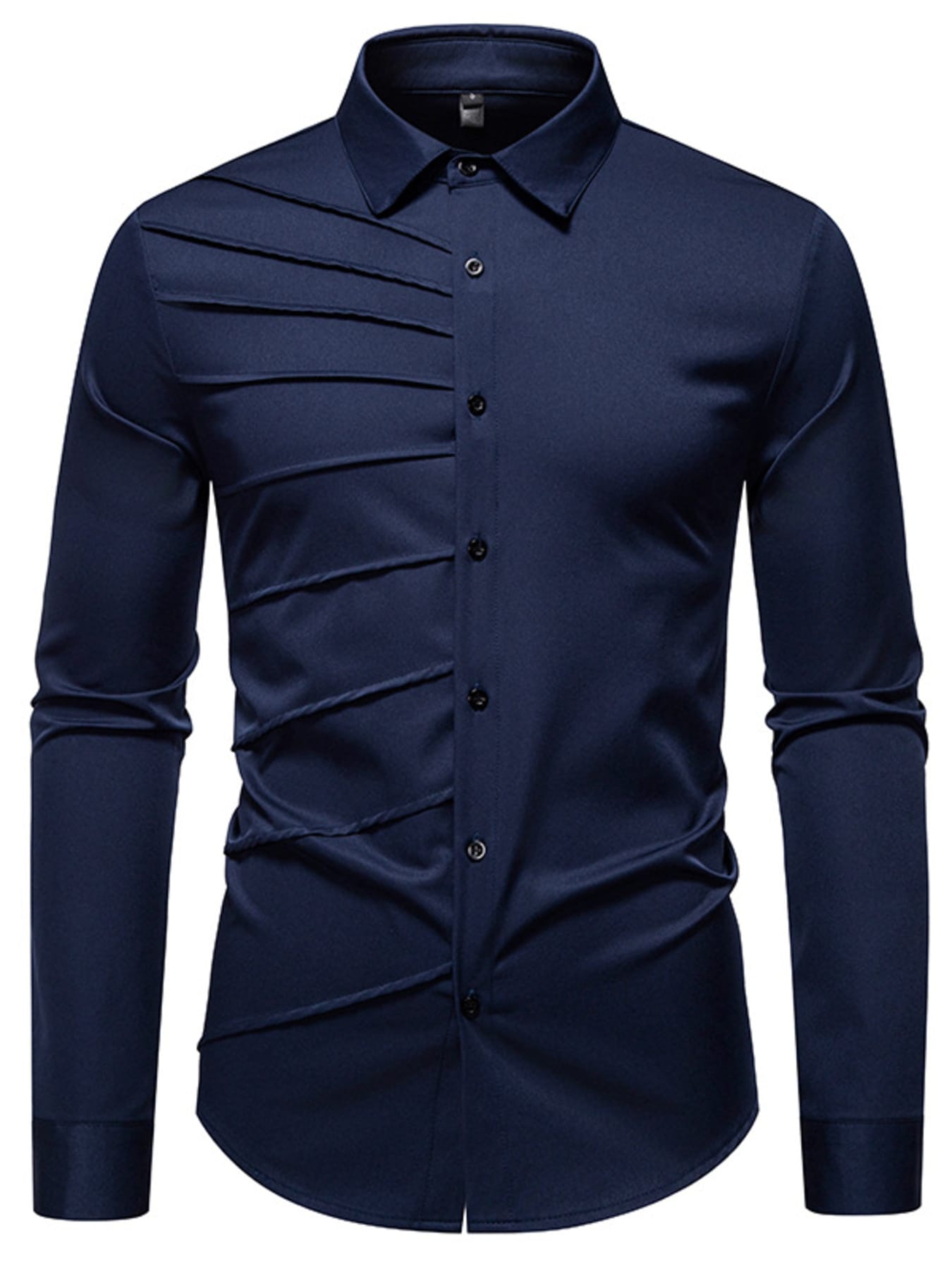 Men's Slim Fit Ruched Long Sleeve Shirt | The Nichole Collection