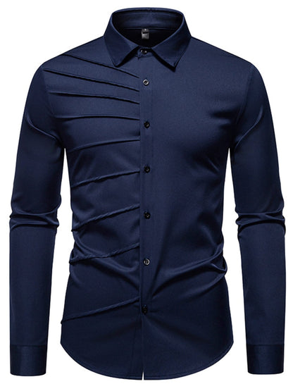 Men's Slim Fit Ruched Long Sleeve Shirt | The Nichole Collection