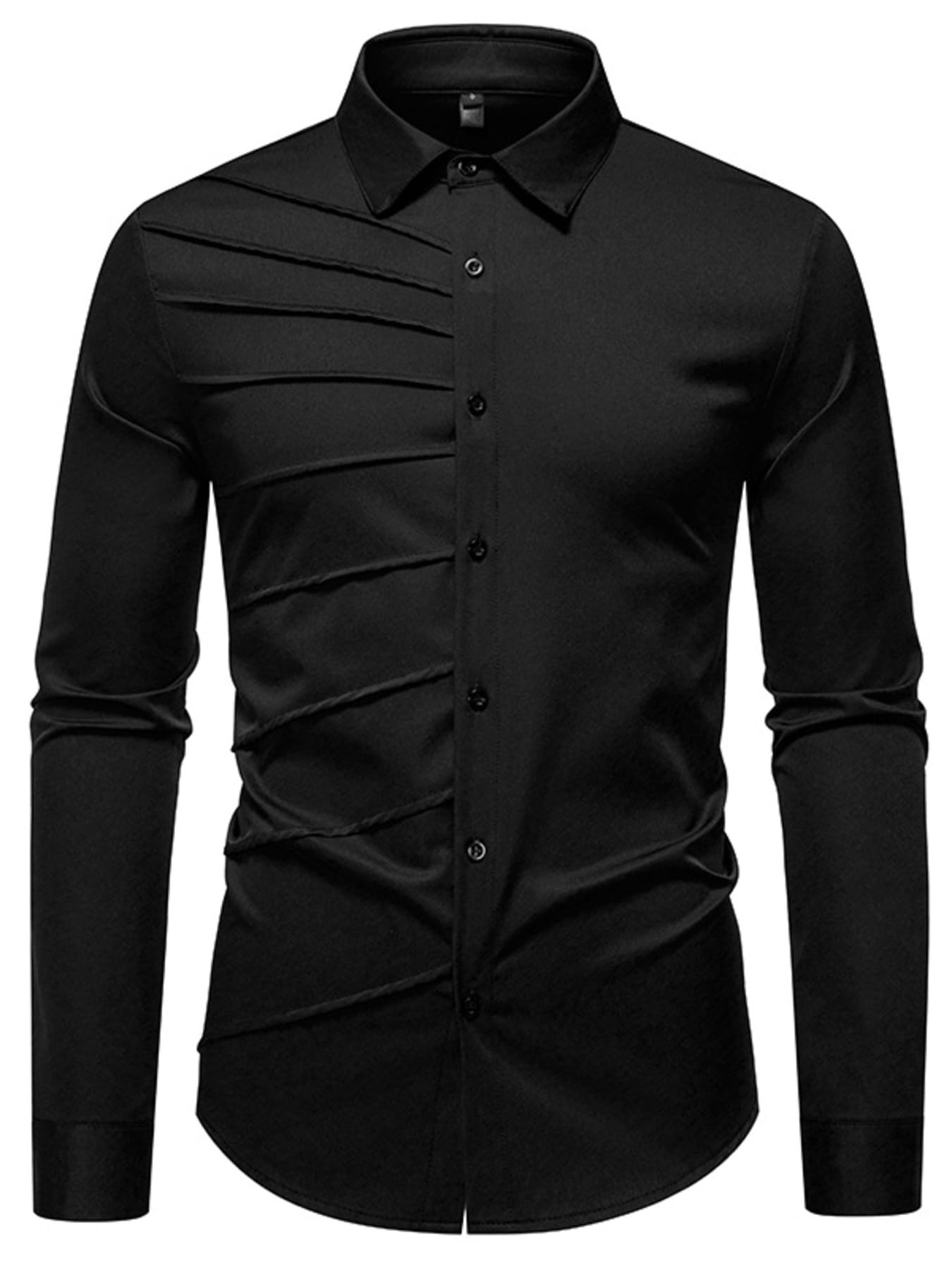 Men's Slim Fit Ruched Long Sleeve Shirt | The Nichole Collection