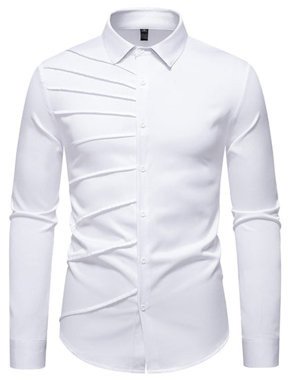 Men's Slim Fit Ruched Long Sleeve Shirt | The Nichole Collection
