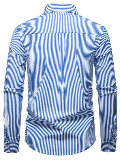 Men's Striped Woven Pattern Long Sleeve Shirt | The Nichole Collection