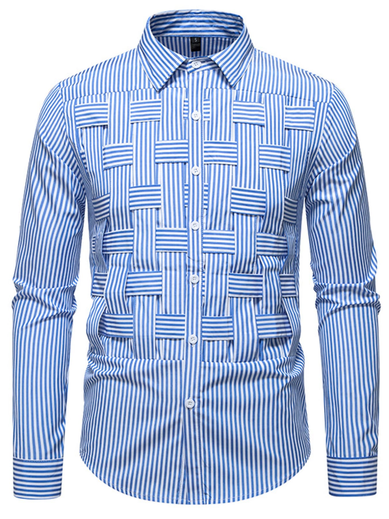 Men's Striped Woven Pattern Long Sleeve Shirt | The Nichole Collection