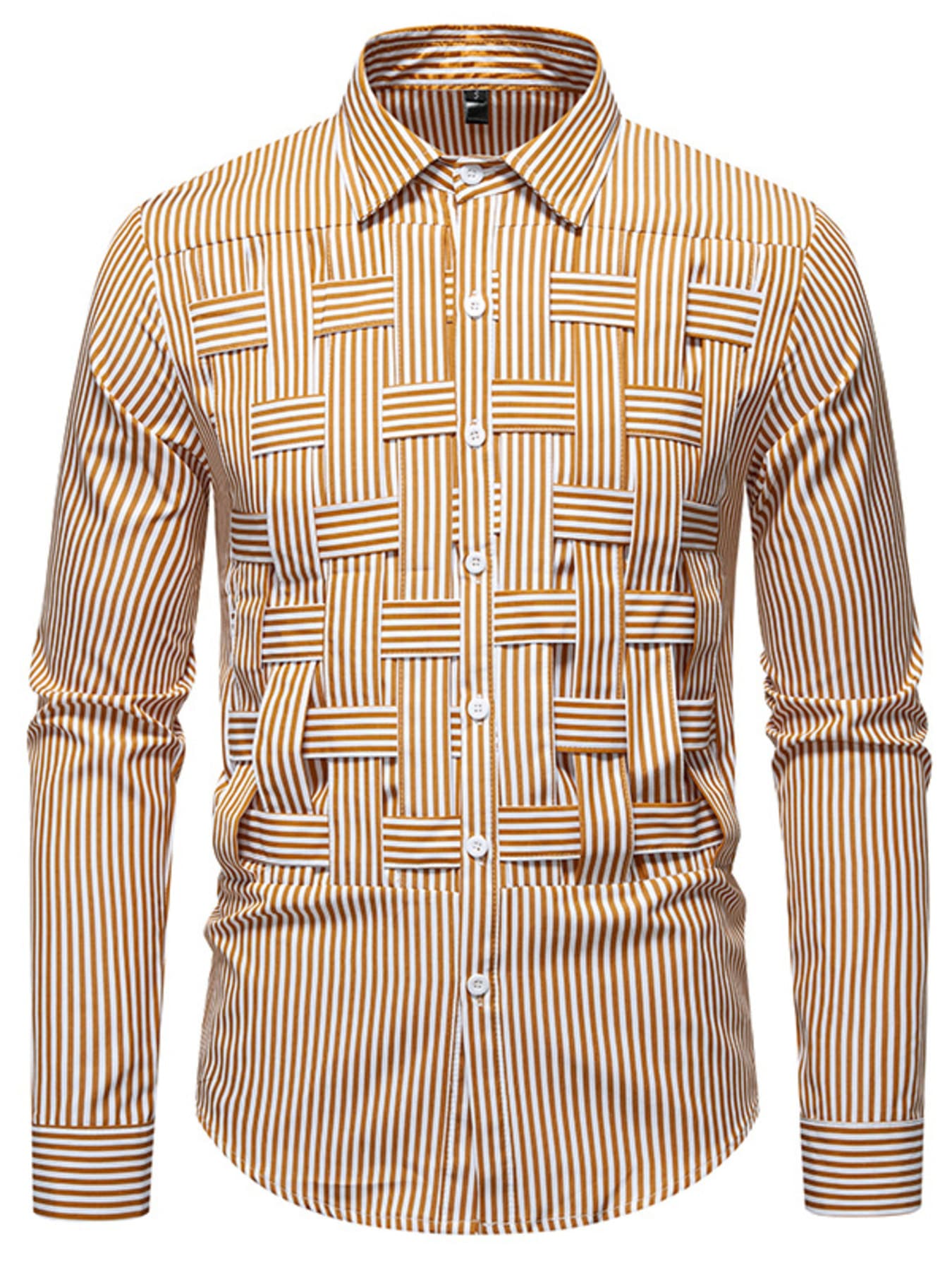 Men's Striped Woven Pattern Long Sleeve Shirt | The Nichole Collection
