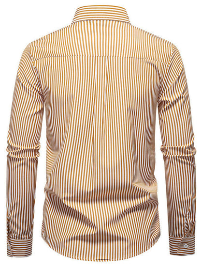 Men's Striped Woven Pattern Long Sleeve Shirt | The Nichole Collection