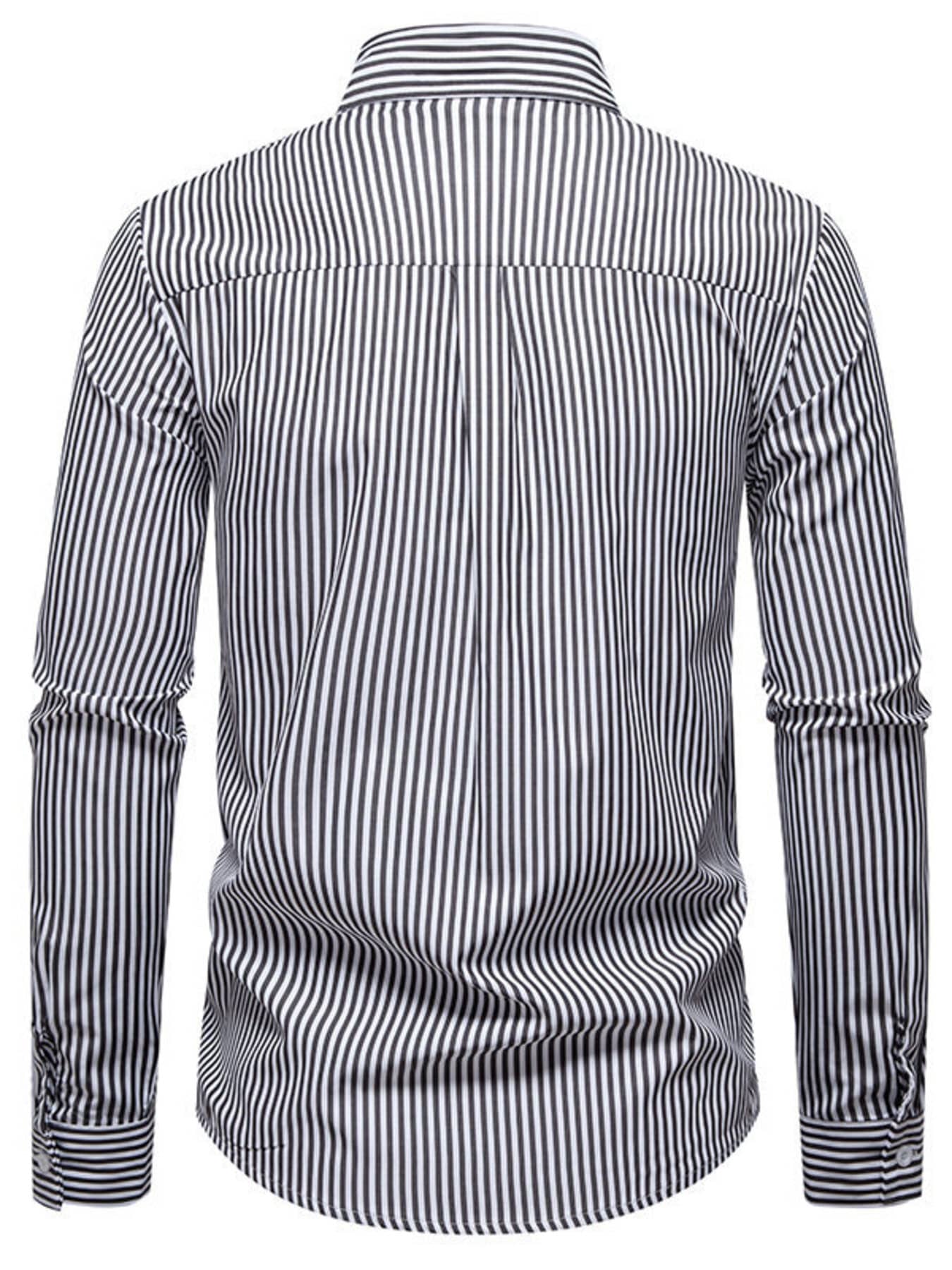 Men's Striped Woven Pattern Long Sleeve Shirt | The Nichole Collection