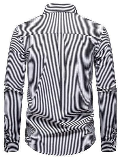 Men's Striped Woven Pattern Long Sleeve Shirt | The Nichole Collection