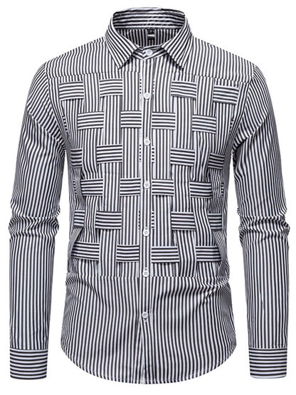 Men's Striped Woven Pattern Long Sleeve Shirt | The Nichole Collection