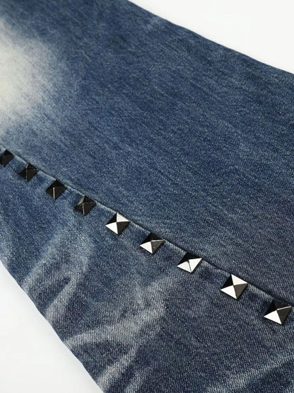 Men's Studded Washed Bootcut Jeans | The Nichole Collection
