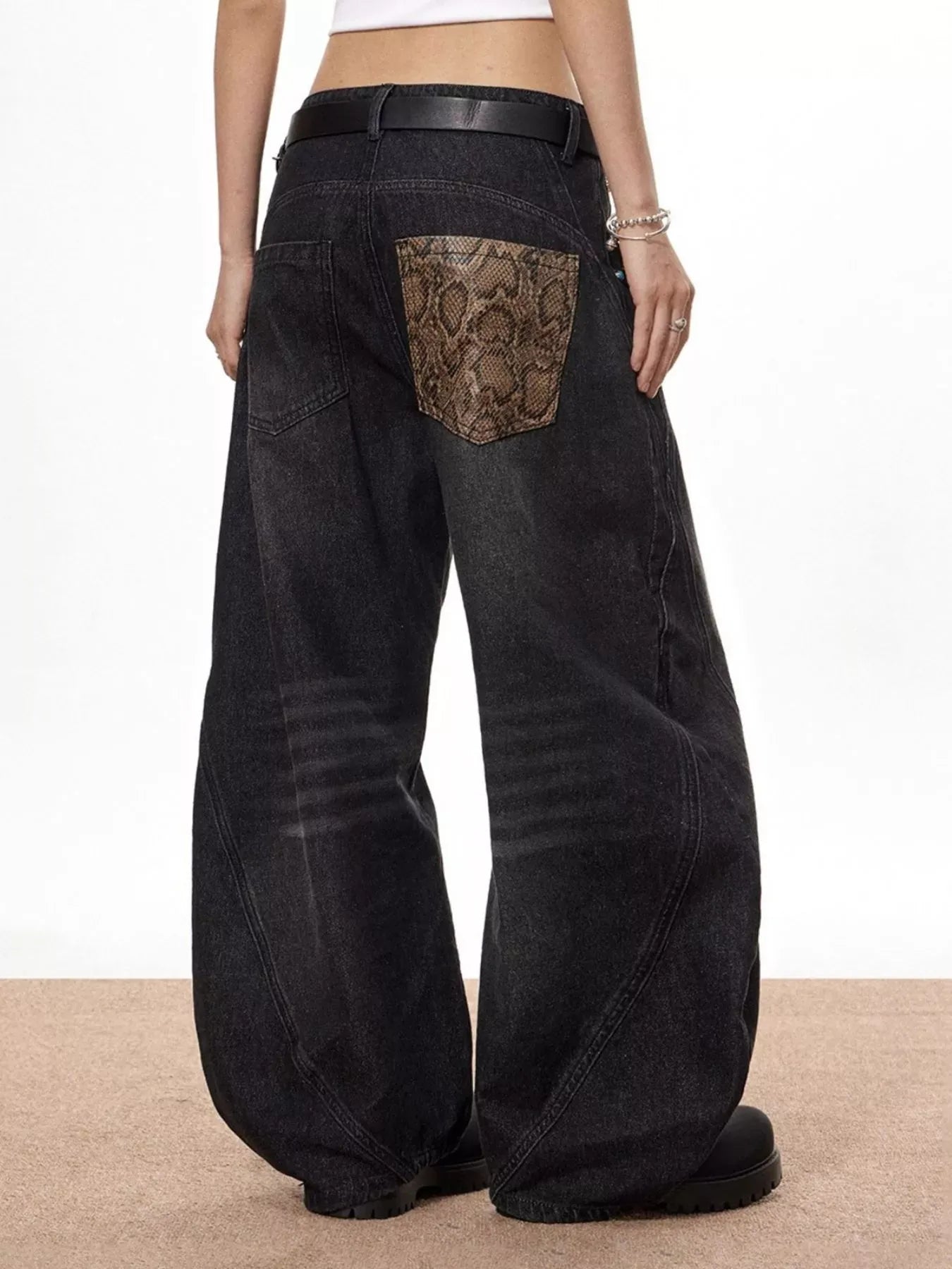 Men's Vintage Wide Leg Jeans with Snake Print | The Nichole Collection