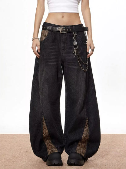 Men's Vintage Wide Leg Jeans with Snake Print | The Nichole Collection