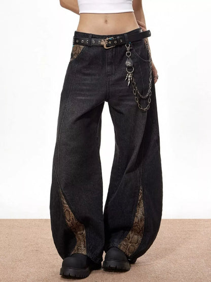 Men's Vintage Wide Leg Jeans with Snake Print | The Nichole Collection