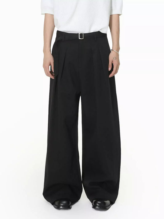 Men's Wide Leg Pleated Pants Black / S The Nichole Collection