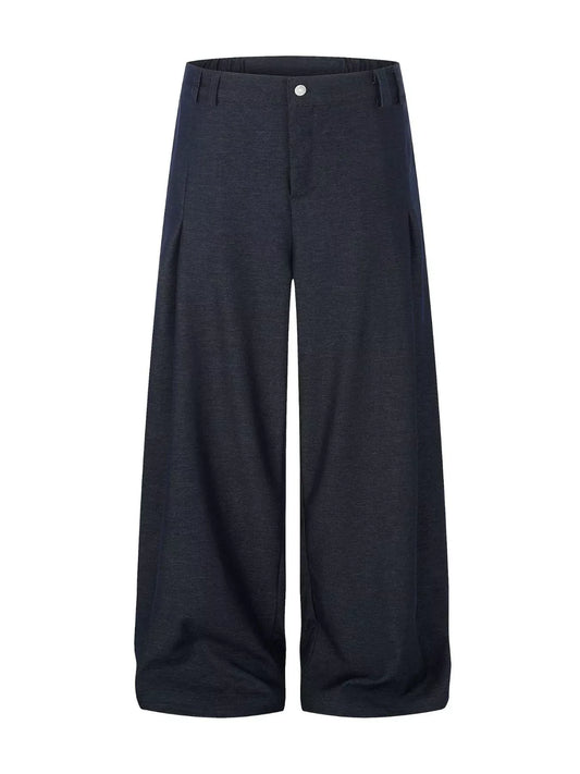 Men's Wide Leg Pleated Pants Blue / S The Nichole Collection