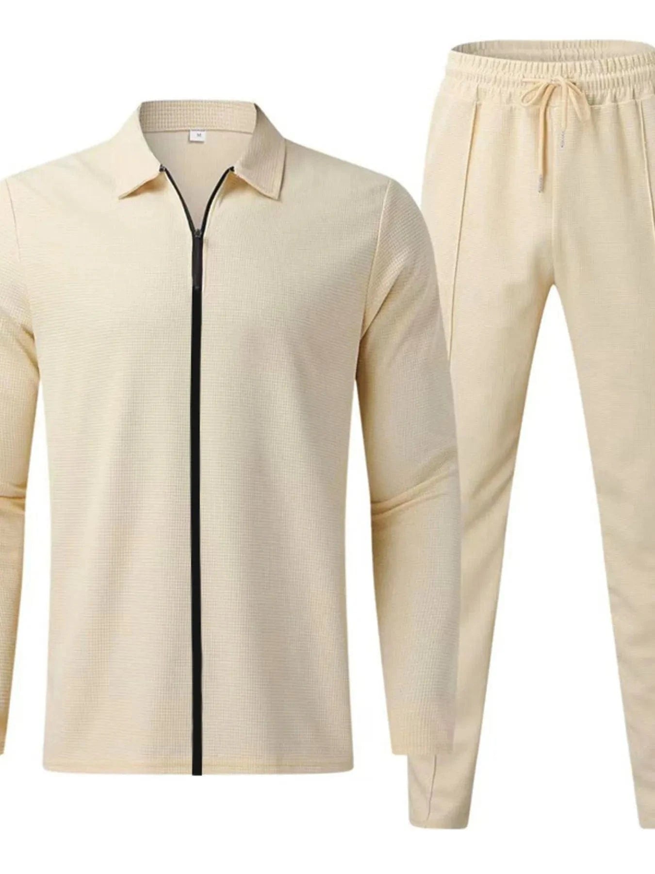 Men's Zip Up Top and Pants Set Men's Sets Khaki / S The Nichole Collection