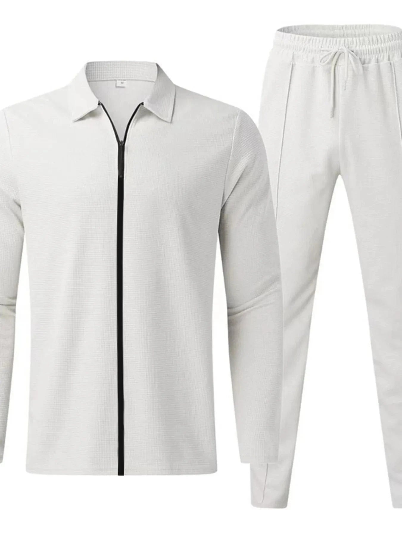 Men's Zip Up Top and Pants Set Men's Sets White / S The Nichole Collection