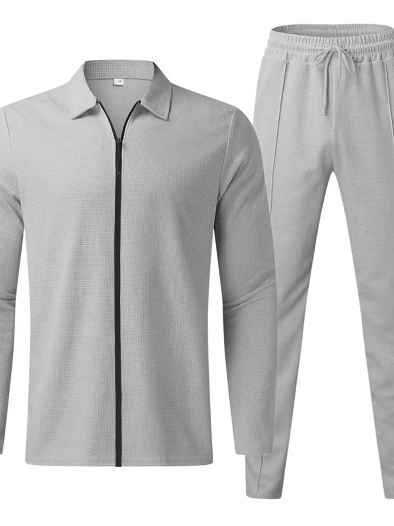 Men's Zip Up Top and Pants Set Men's Sets Light Gray / S The Nichole Collection