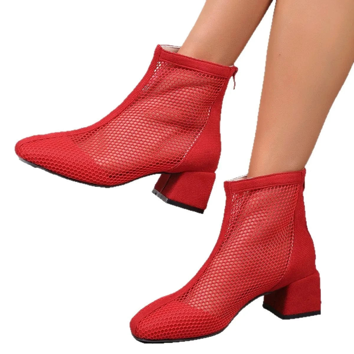 Mesh Block Heel Boots The Nichole Collection