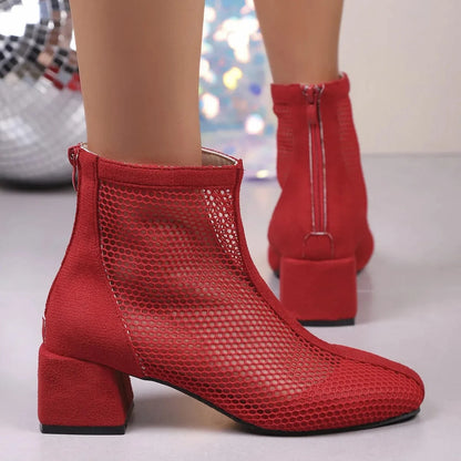 Mesh Block Heel Boots The Nichole Collection