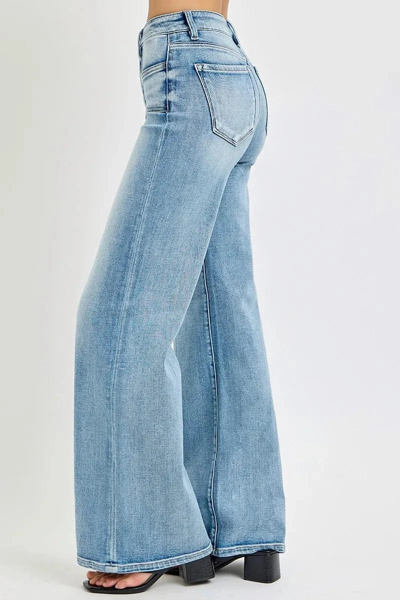 Mid Rise Wide Jeans with Front Patch Pockets The Nichole Collection