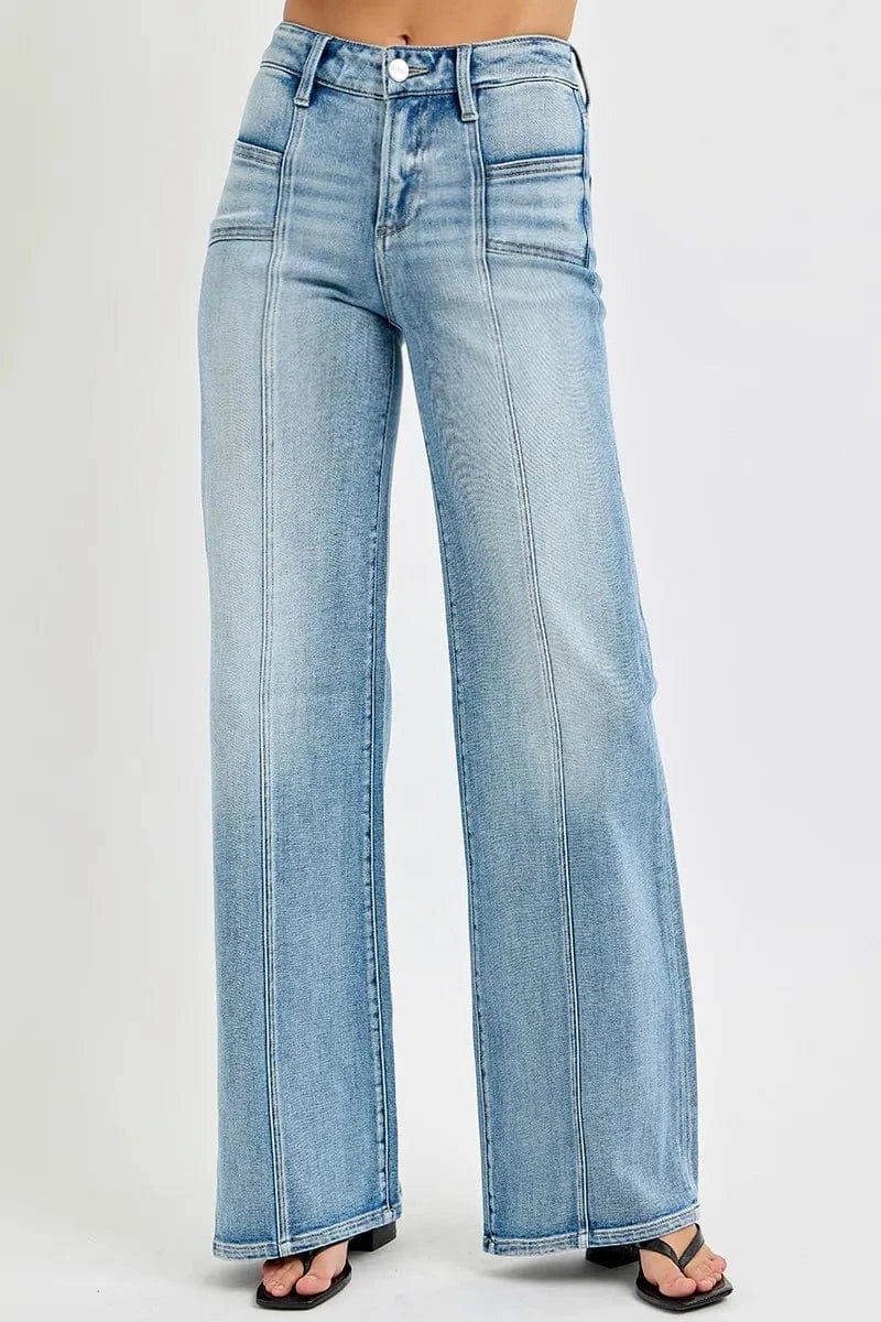 Mid Rise Wide Jeans with Front Patch Pockets MEDIUM / 0 The Nichole Collection