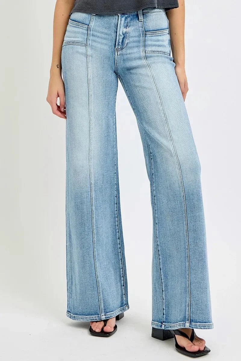 Mid Rise Wide Jeans with Front Patch Pockets The Nichole Collection