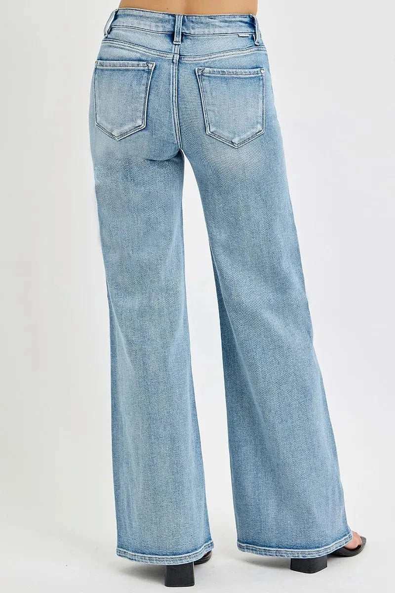 Mid Rise Wide Jeans with Front Patch Pockets The Nichole Collection