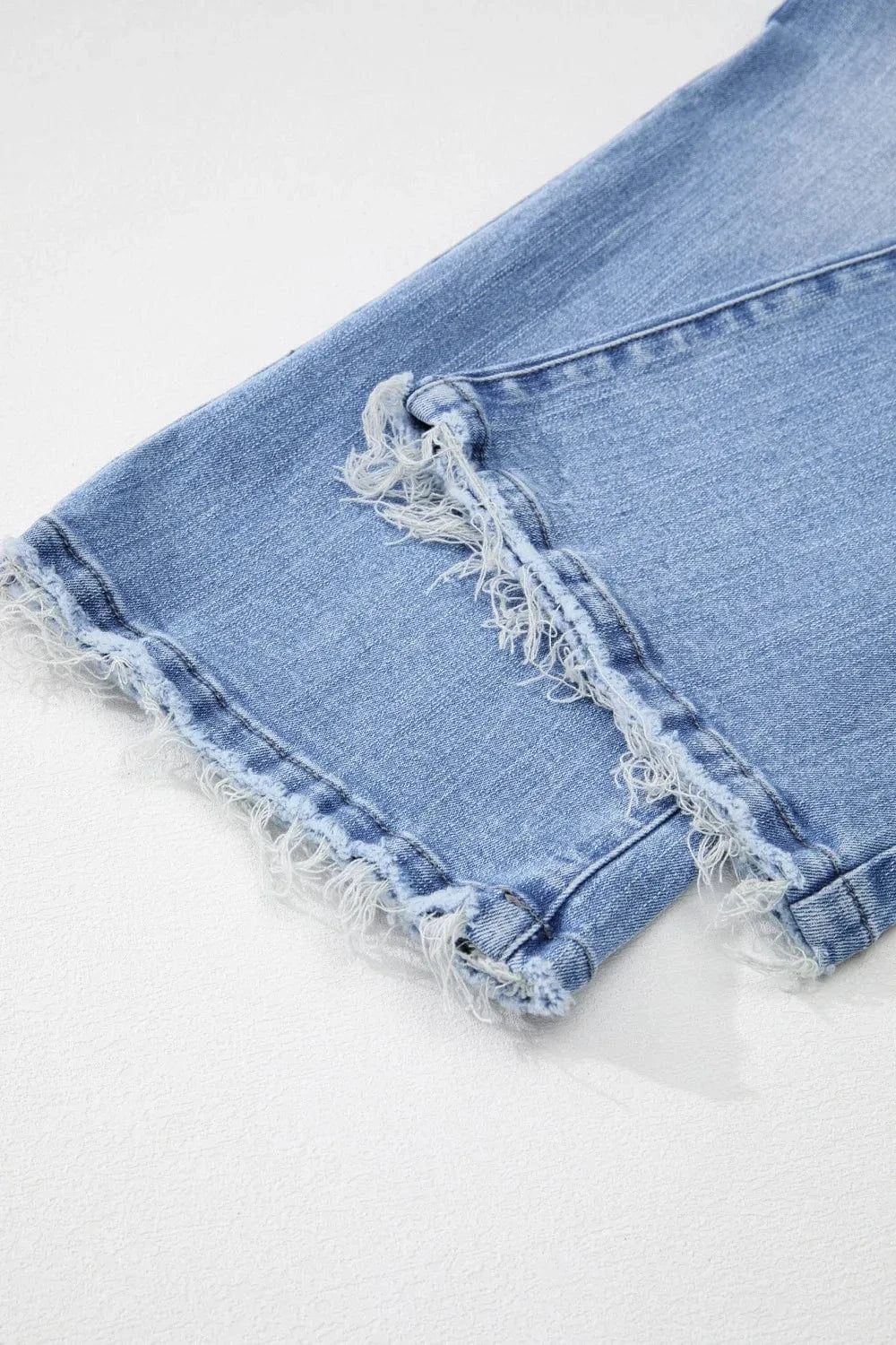 Mineral Wash Raw Hem High Waist Flared Jeans The Nichole Collection