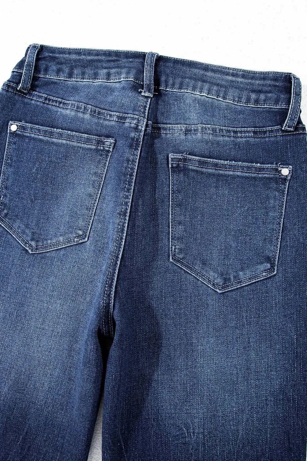 Mineral Wash Raw Hem High Waist Flared Jeans The Nichole Collection