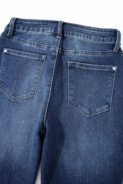 Mineral Wash Raw Hem High Waist Flared Jeans The Nichole Collection