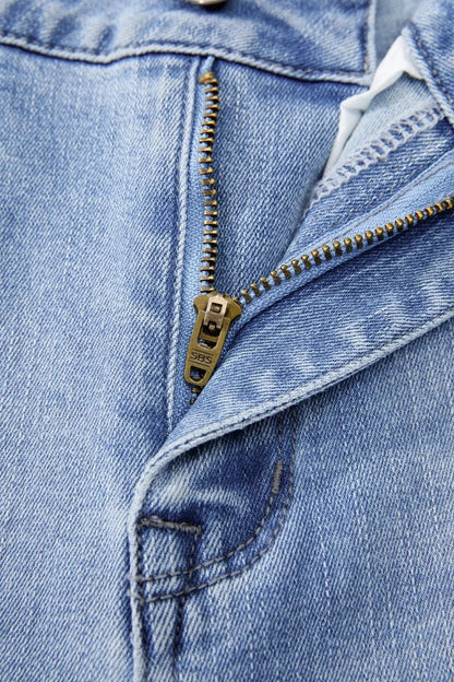 Mineral Wash Raw Hem High Waist Flared Jeans The Nichole Collection