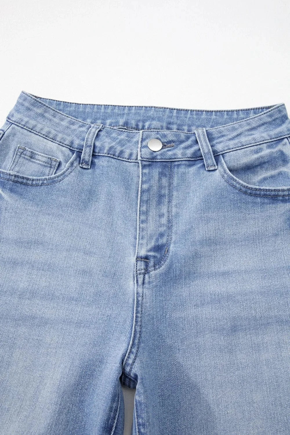 Mineral Wash Raw Hem High Waist Flared Jeans The Nichole Collection