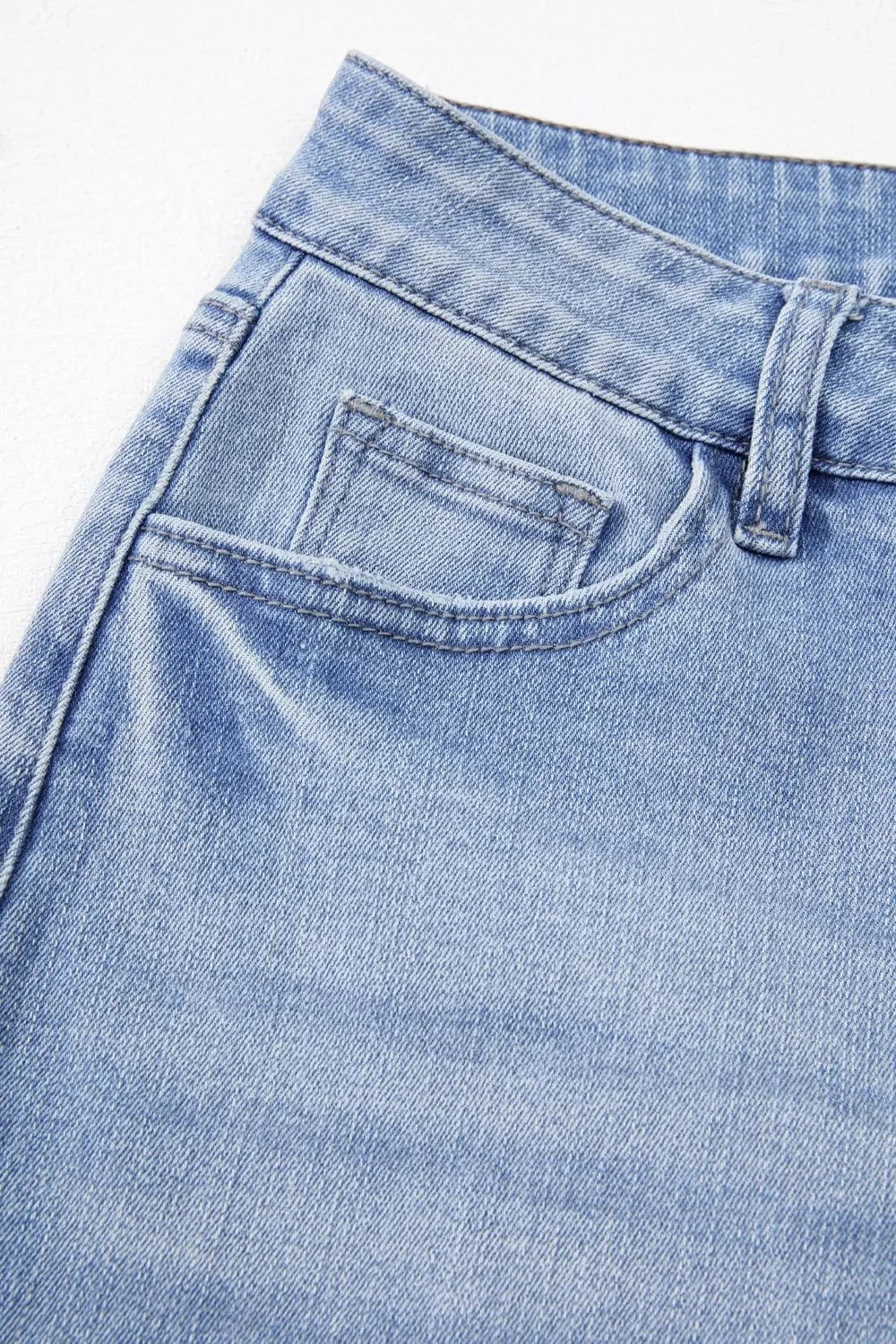 Mineral Wash Raw Hem High Waist Flared Jeans The Nichole Collection