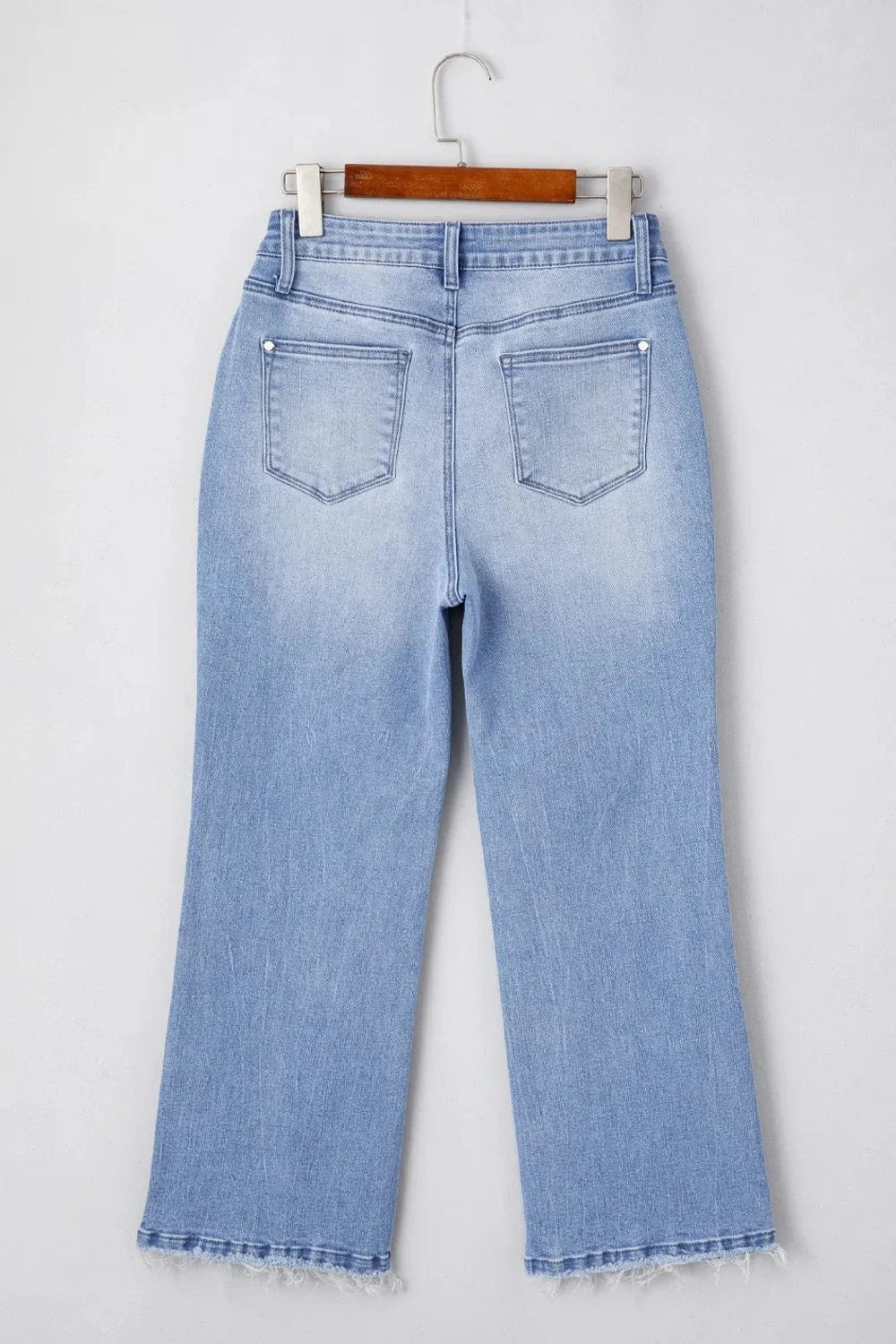 Mineral Wash Raw Hem High Waist Flared Jeans The Nichole Collection