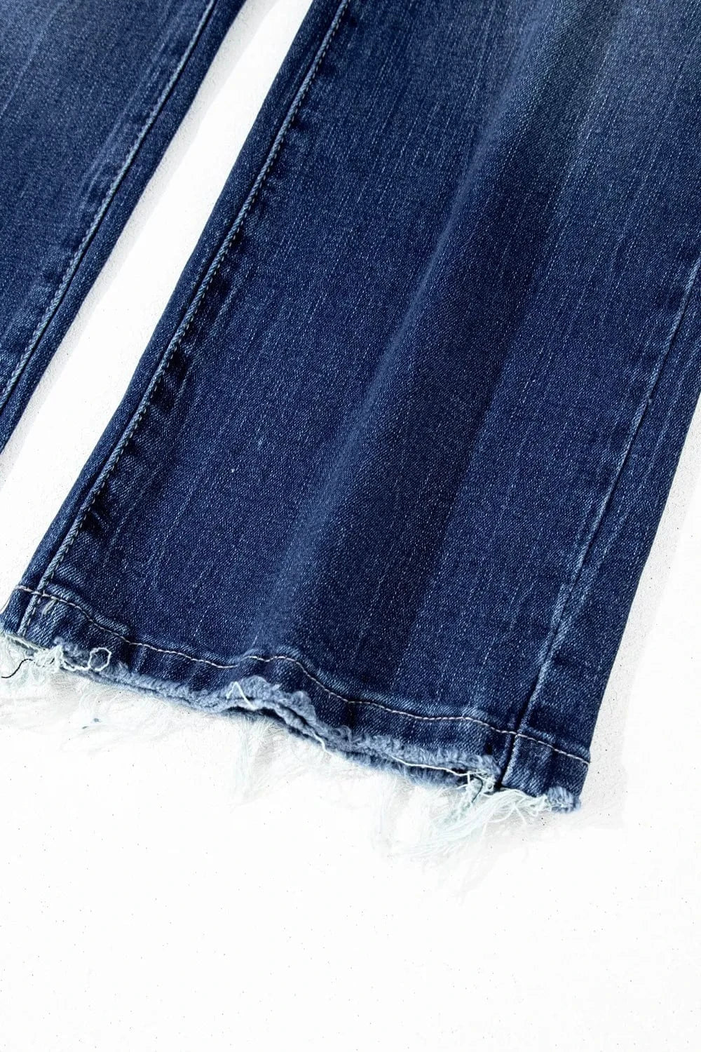 Mineral Wash Raw Hem High Waist Flared Jeans The Nichole Collection