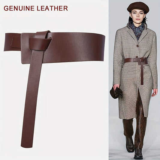Minimalist Genuine Leather Wide Belt Vintage Knotted Waist Belt The Nichole Collection - Official Site