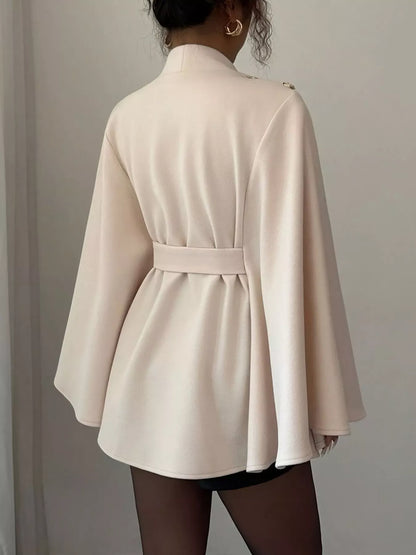 Mock Neck Batwing Sleeve Cape Outerwear The Nichole Collection