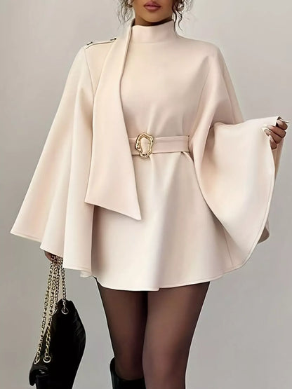 Mock Neck Batwing Sleeve Cape Outerwear The Nichole Collection