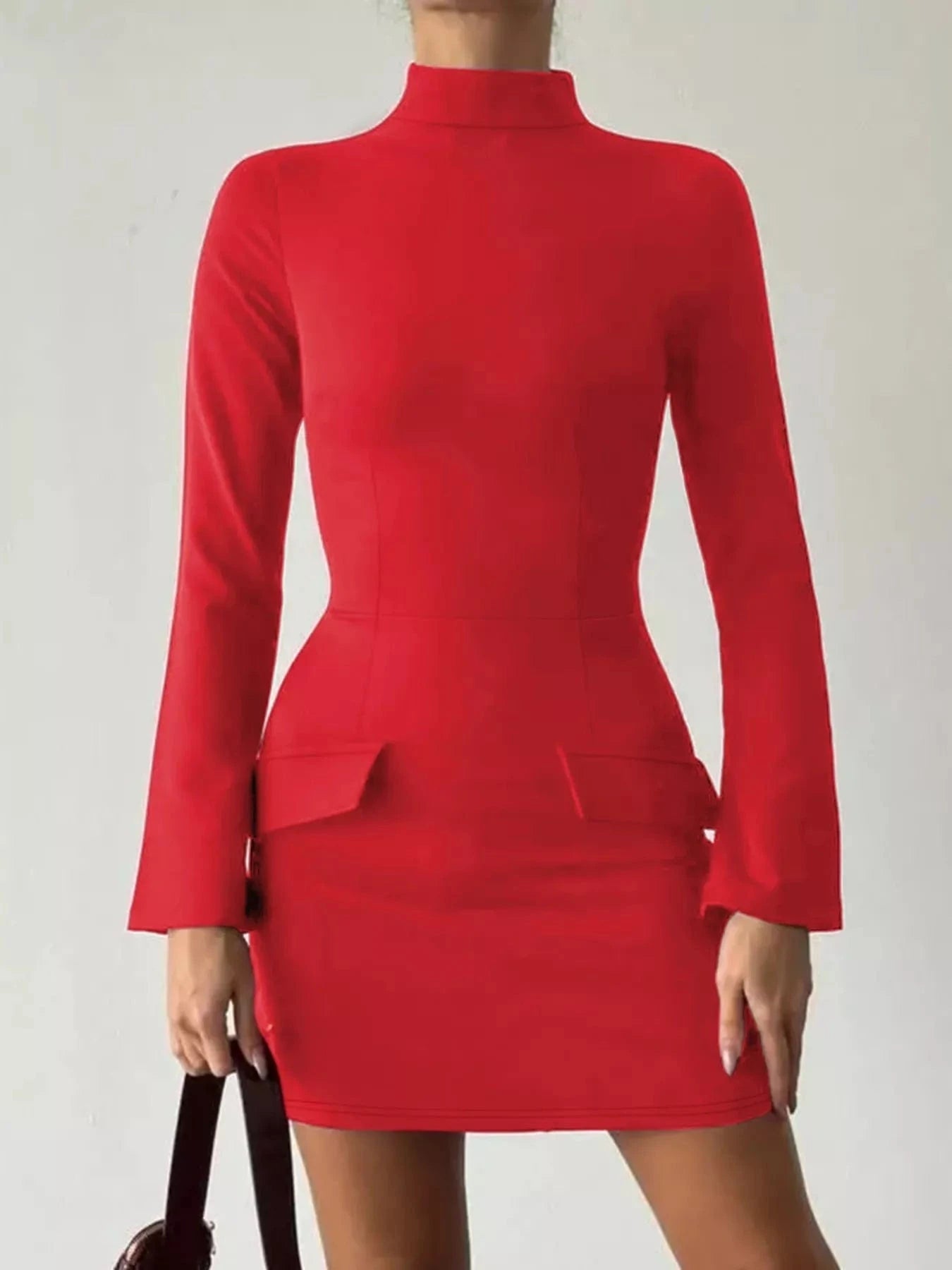 Mock Neck Long Sleeve Bodycon Dress Dresses The Nichole Collection