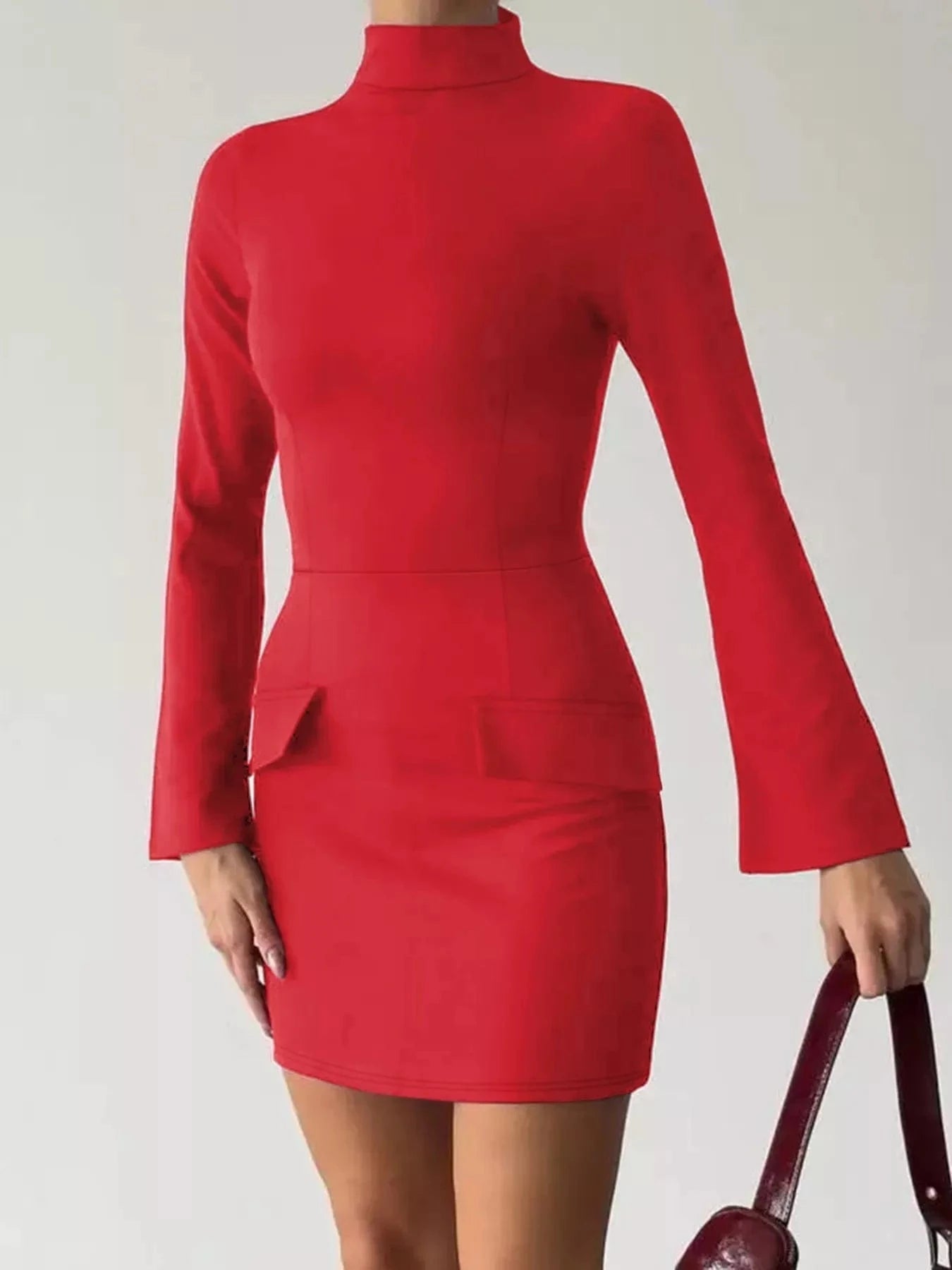 Mock Neck Long Sleeve Bodycon Dress Dresses The Nichole Collection