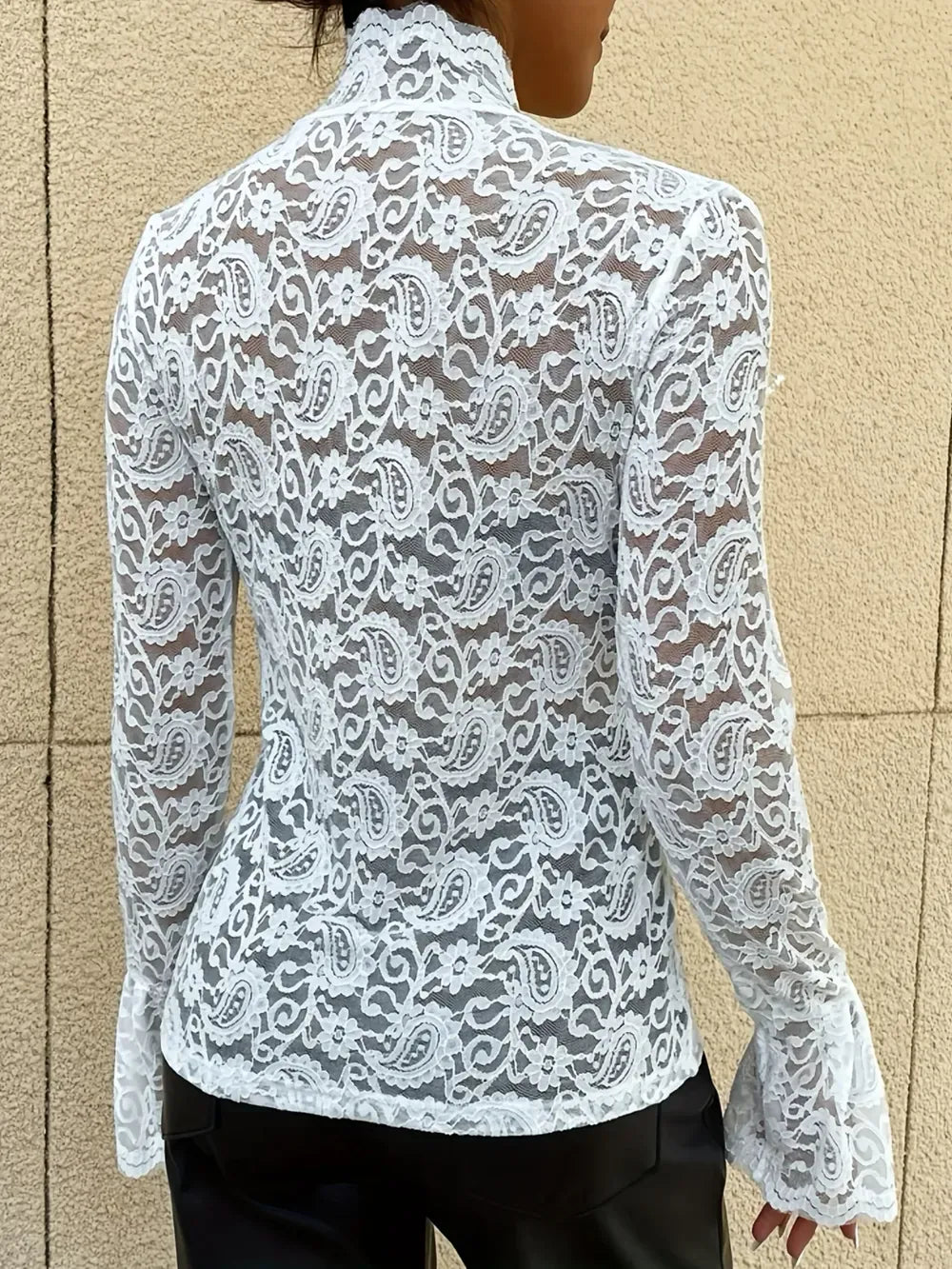 Mock Neck Long Sleeve Lace Top Lace The Nichole Collection