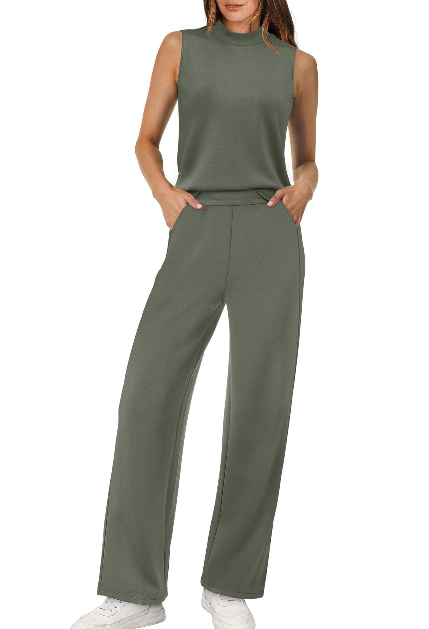 Mock Neck Wide Leg Lounge Set – Effortless Travel Outfit for Women The Nichole Collection