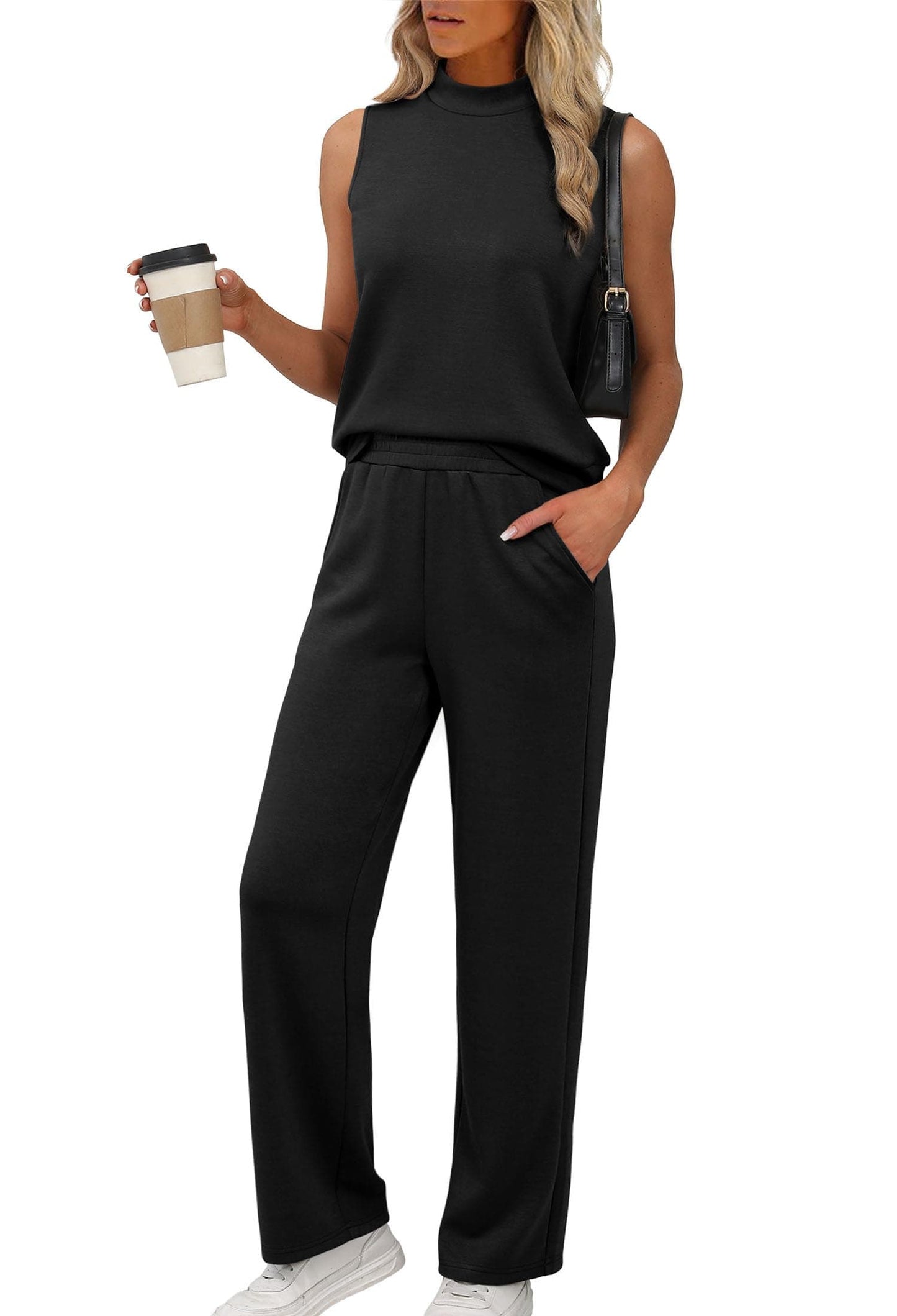 Mock Neck Wide Leg Lounge Set – Effortless Travel Outfit for Women The Nichole Collection