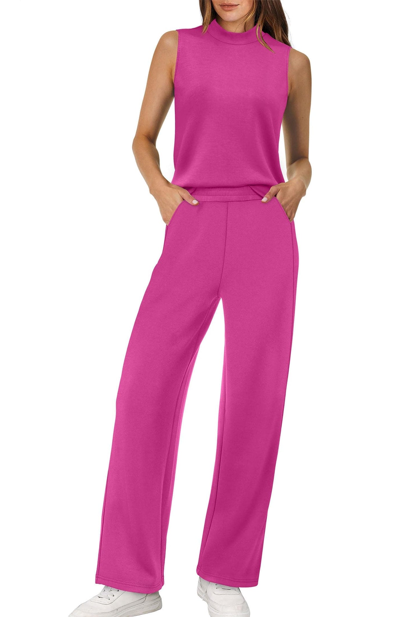 Mock Neck Wide Leg Lounge Set – Effortless Travel Outfit for Women The Nichole Collection