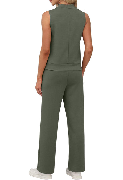 Mock Neck Wide Leg Lounge Set – Effortless Travel Outfit for Women The Nichole Collection